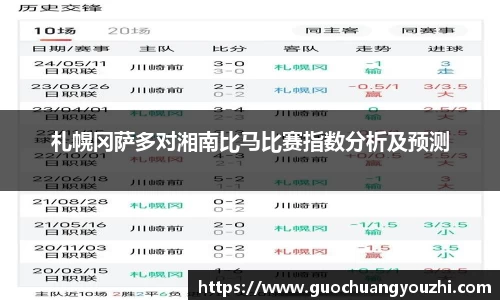 札幌冈萨多对湘南比马比赛指数分析及预测
